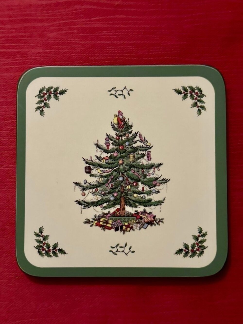 Spode Christmas Tree coasters by Pimpernel Cork-Backed Coasters, set of 6